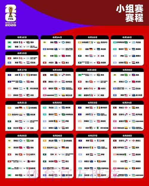 2026美加墨世界杯小组赛赛程完整版